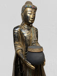 Wood Standing Buddha with Offering Bowl 69"