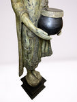 Wood Standing Buddha with Offering Bowl 69"