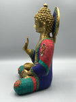 Brass Seated Buddha Statue 12"