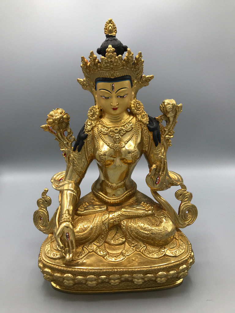 Brass White Tara Statue 12"