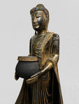 Wood Standing Buddha with Offering Bowl 69"