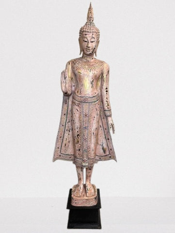 Wood Standing Thai Buddha Statue 73"