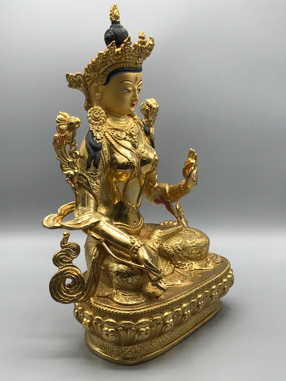 Brass White Tara Statue 12"