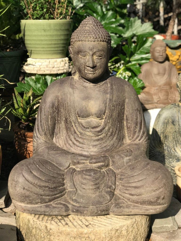 Stone Meditating Kamakura Garden Buddha Statue 32" - Routes Gallery
