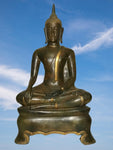 Brass Thai Ayutthaya Buddha Statue 25" - Routes Gallery