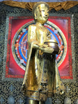 Wood Standing Monk with Alms Bowl 48" - Routes Gallery