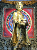 Wood Standing Monk with Alms Bowl 48" - Routes Gallery
