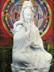 Porcelain Seated Quan Yin Statue 29" - Routes Gallery