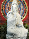 Porcelain Seated Quan Yin Statue 29" - Routes Gallery
