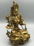Brass Green Tara Statue 8.5"