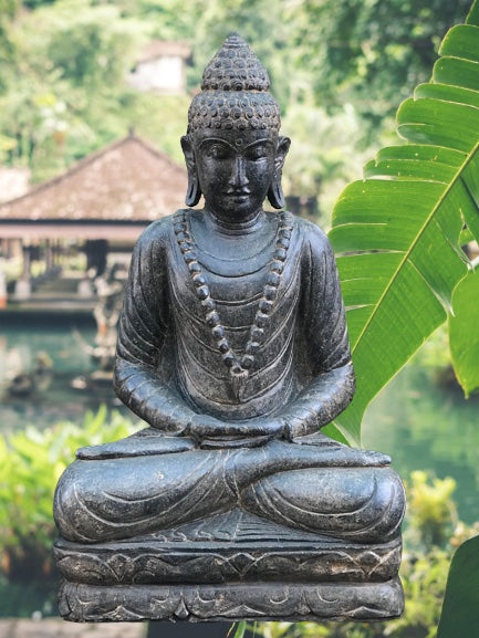 Seated Stone Meditation Buddha Statue 40"