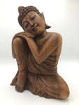 Wood Relaxing Buddha Statue 12"