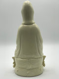 Porcelain Seated Quan Yin Holding Vase 10"