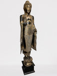 Wood Standing Abhaya Buddha Sculpture 68"