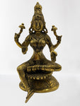 Brass Lakshmi Hindu Wealth Goddess Statue 8"