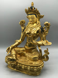 Brass Green Tara Statue 12"