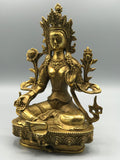 Brass Green Tara Statue 8.5"