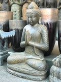 Seated Stone Namaste Buddha Sculpture 40"