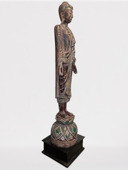 Wood Standing Mandalay Buddha Statue 79"