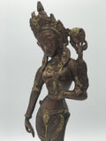 Brass Standing Goddess Tara Statue 12"