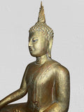 Wood Thai Earth Witness Buddha Statue 40"
