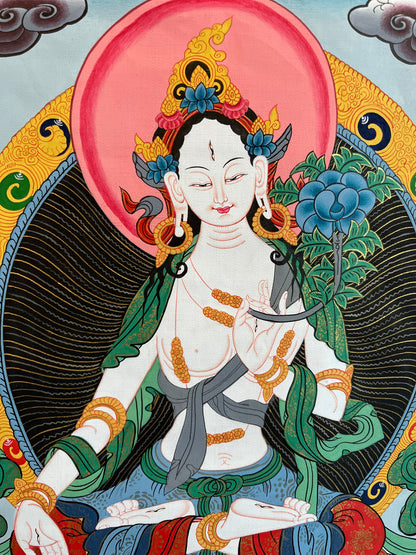 White Tara Thangka Painting