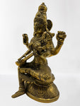 Brass Saraswati Wisdom Goddess Statue 8"