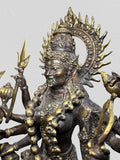 Brass Kali Standing on Lion Statue 21.5"