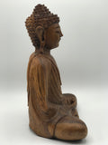 Wood Meditation Buddha Statue 12"