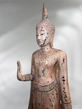 Wood Standing Thai Buddha Statue 73"