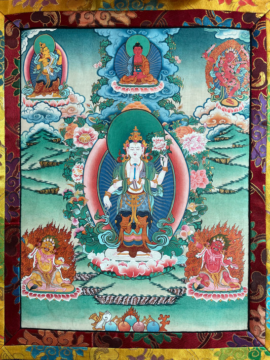 Standing Chenrezig Thangka Painting