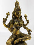 Brass Lakshmi Hindu Wealth Goddess Statue 8"