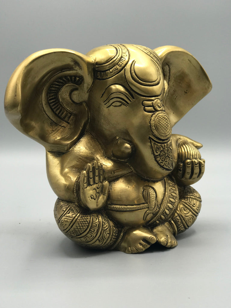 Brass Seated Ganesh Statue 5.5"