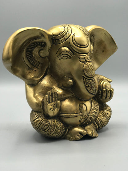 Brass Seated Ganesh Statue 5.5"