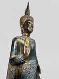 Wood Standing Thai Buddha Statue 43"