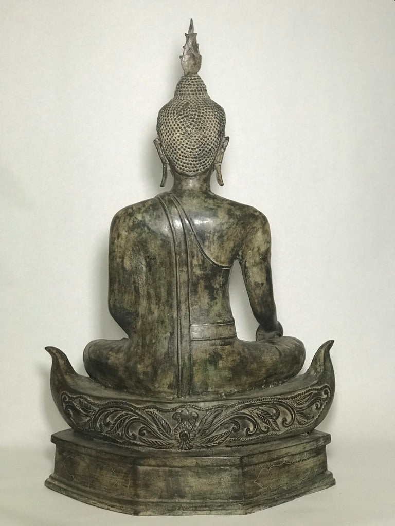 Brass Earth Witness Utong Buddha Statue 30" - Routes Gallery