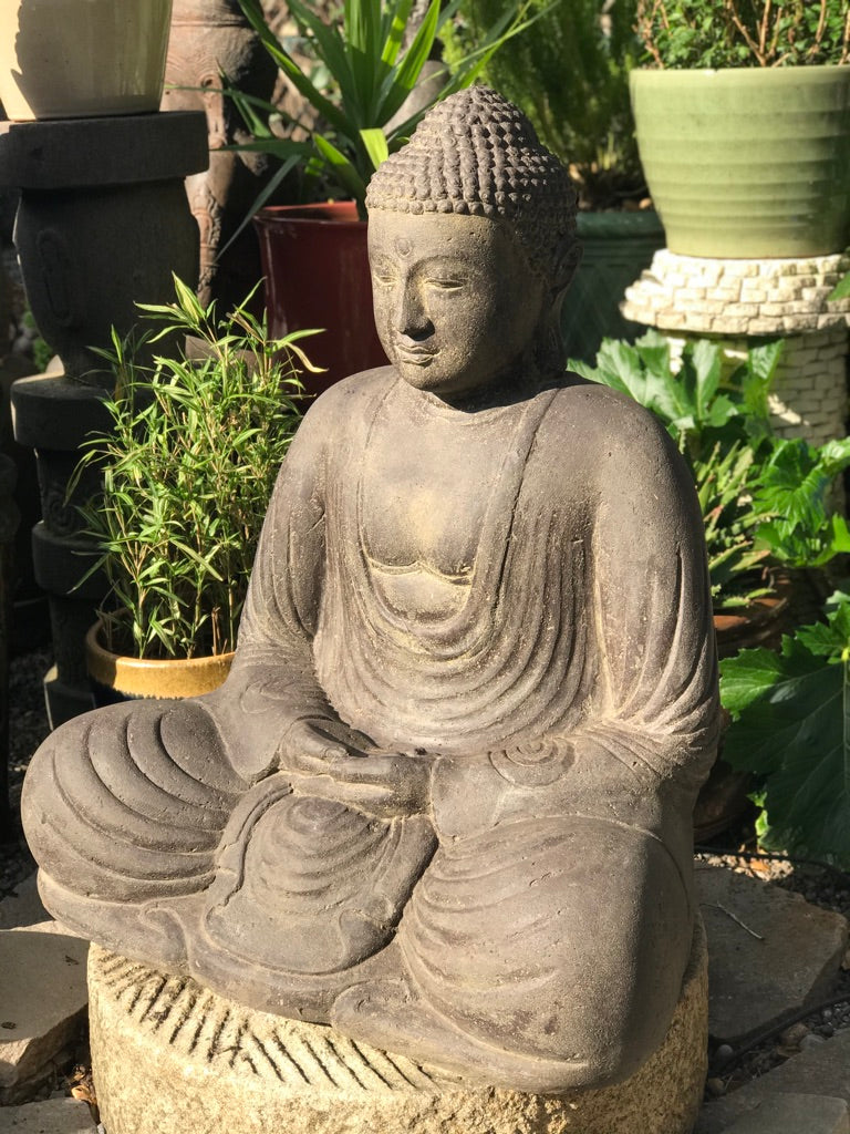 Stone Meditating Kamakura Garden Buddha Statue 32" - Routes Gallery