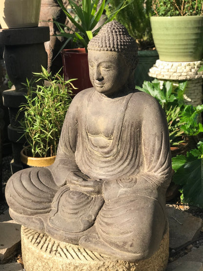 Stone Meditating Kamakura Garden Buddha Statue 32" - Routes Gallery
