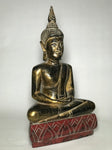 Wood Meditating Lanna Thai Buddha Statue 18" - Routes Gallery