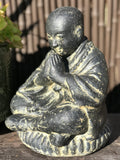 Stone Namaste Praying Monk Garden Statue 11" - Routes Gallery