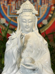 Porcelain Seated Quan Yin Statue 20.5" - Routes Gallery
