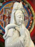 Porcelain Seated Quan Yin Statue 29" - Routes Gallery