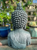Stone Rustic Buddha Head Bust Statue 16"