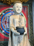 Wood Standing Monk with Alms Bowl 48" - Routes Gallery