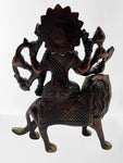 Brass Durga Statue  Seated on Lion 6.5"
