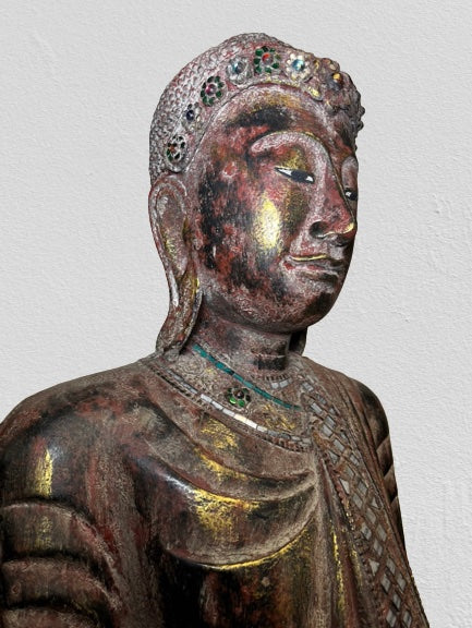 Wood Standing Mandalay Buddha Statue 79"