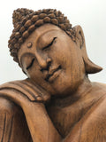 Wood Relaxing Buddha Statue 12"