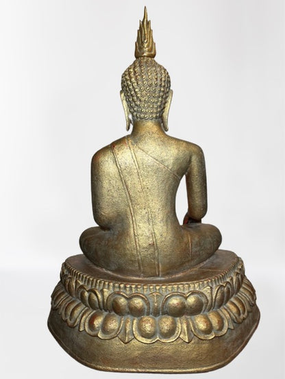 Wood Thai Earth Witness Buddha Statue 40"