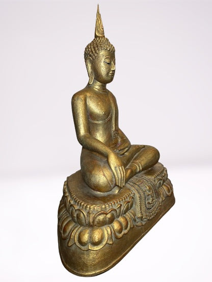 Wood Thai Earth Witness Buddha Statue 40"