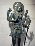 Standing Brass Shiva Statue Holding Trident 23"